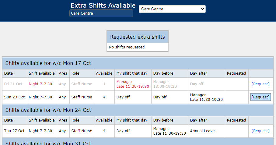 Extra Shifts Available