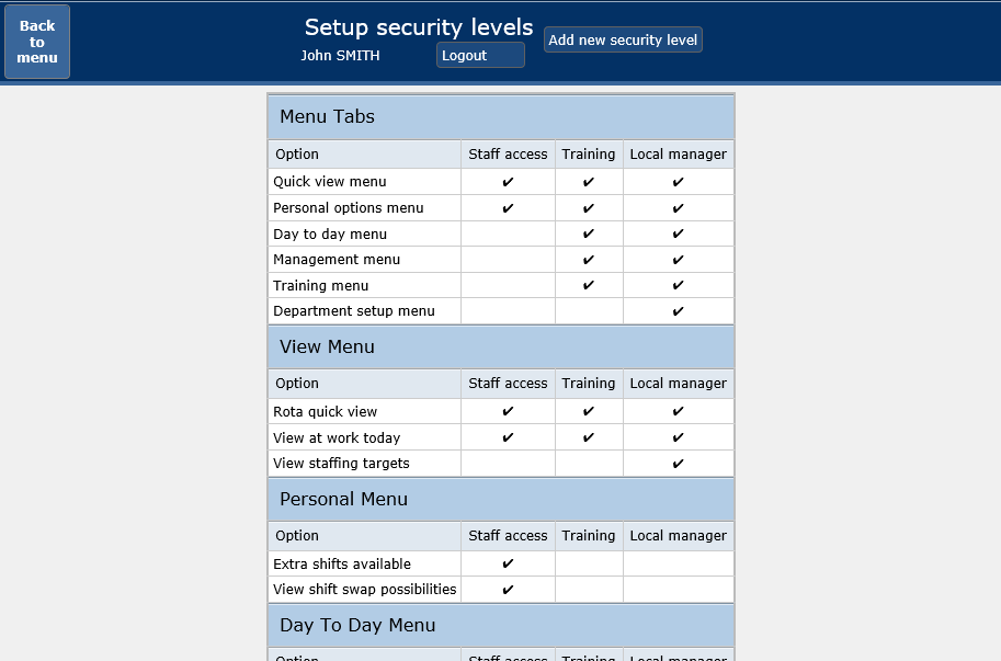 Setup - local security